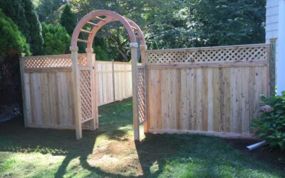 Arbor With Lattice Top Tongue and Groove Fence