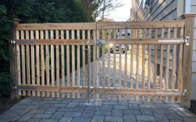 Cedar Covered Top Spindle Double Drive Gates