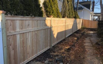Stylish cedar tongue and groove fence for a Spring Lake, New Jersey summer house
