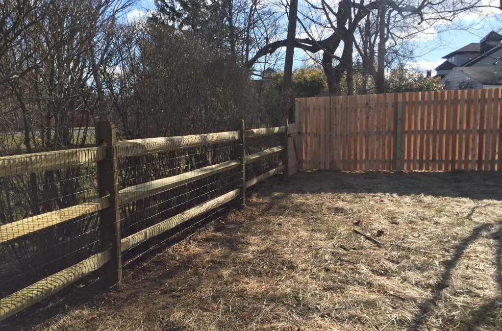 Split Rail Fence with Cedar Board on Board Fence