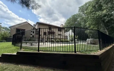 Sleek Black Aluminum Fence Delivers Pool Code Compliance & Pool Safety in Lincroft, NJ